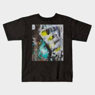 White and Turquoise Abstract Painting Kids T-Shirt